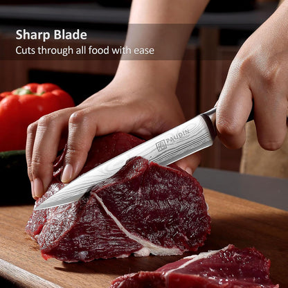Utility Knife, 5 Inch Chef Knife, Ultra Sharp High Carbon Stainless Steel, Multipurpose Paring Knife for Fruit and Vegetable Cutting with Wooden Handle, Premium Gift Box