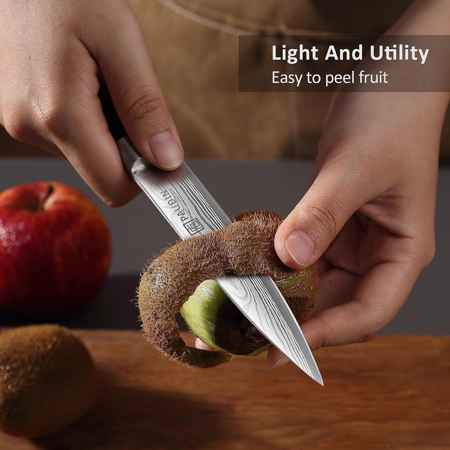 Utility Knife, 5 Inch Chef Knife, Ultra Sharp High Carbon Stainless Steel, Multipurpose Paring Knife for Fruit and Vegetable Cutting with Wooden Handle, Premium Gift Box