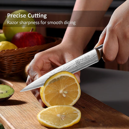 Utility Knife, 5 Inch Chef Knife, Ultra Sharp High Carbon Stainless Steel, Multipurpose Paring Knife for Fruit and Vegetable Cutting with Wooden Handle, Premium Gift Box