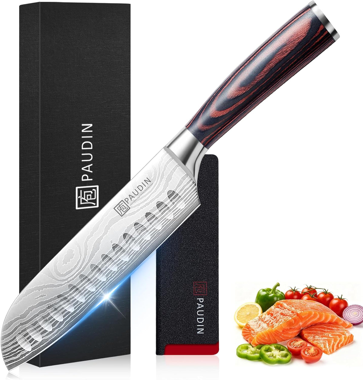 Utility Knife, 5 Inch Chef Knife, Ultra Sharp High Carbon Stainless Steel, Multipurpose Paring Knife for Fruit and Vegetable Cutting with Wooden Handle, Premium Gift Box