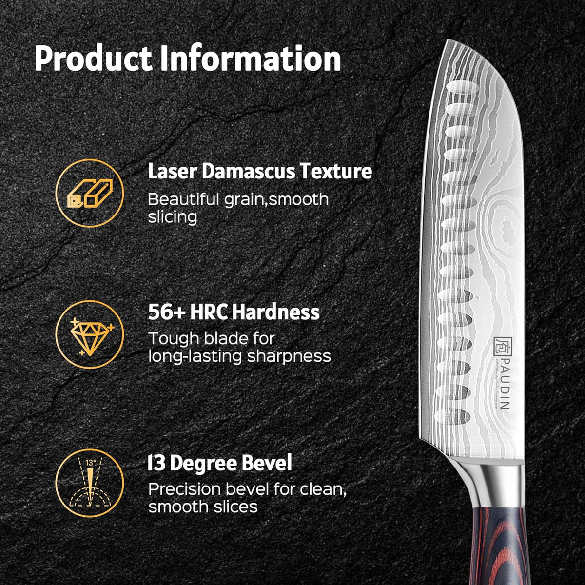 Utility Knife, 5 Inch Chef Knife, Ultra Sharp High Carbon Stainless Steel, Multipurpose Paring Knife for Fruit and Vegetable Cutting with Wooden Handle, Premium Gift Box