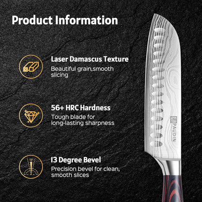 Utility Knife, 5 Inch Chef Knife, Ultra Sharp High Carbon Stainless Steel, Multipurpose Paring Knife for Fruit and Vegetable Cutting with Wooden Handle, Premium Gift Box
