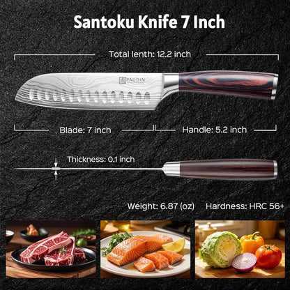 Utility Knife, 5 Inch Chef Knife, Ultra Sharp High Carbon Stainless Steel, Multipurpose Paring Knife for Fruit and Vegetable Cutting with Wooden Handle, Premium Gift Box