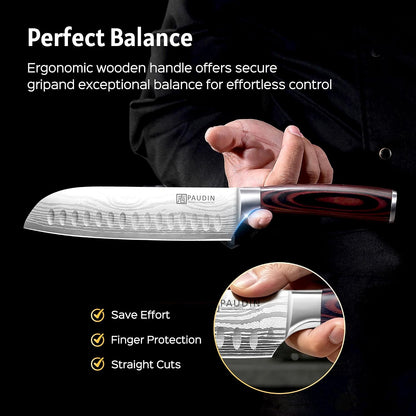 Utility Knife, 5 Inch Chef Knife, Ultra Sharp High Carbon Stainless Steel, Multipurpose Paring Knife for Fruit and Vegetable Cutting with Wooden Handle, Premium Gift Box