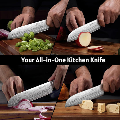Utility Knife, 5 Inch Chef Knife, Ultra Sharp High Carbon Stainless Steel, Multipurpose Paring Knife for Fruit and Vegetable Cutting with Wooden Handle, Premium Gift Box