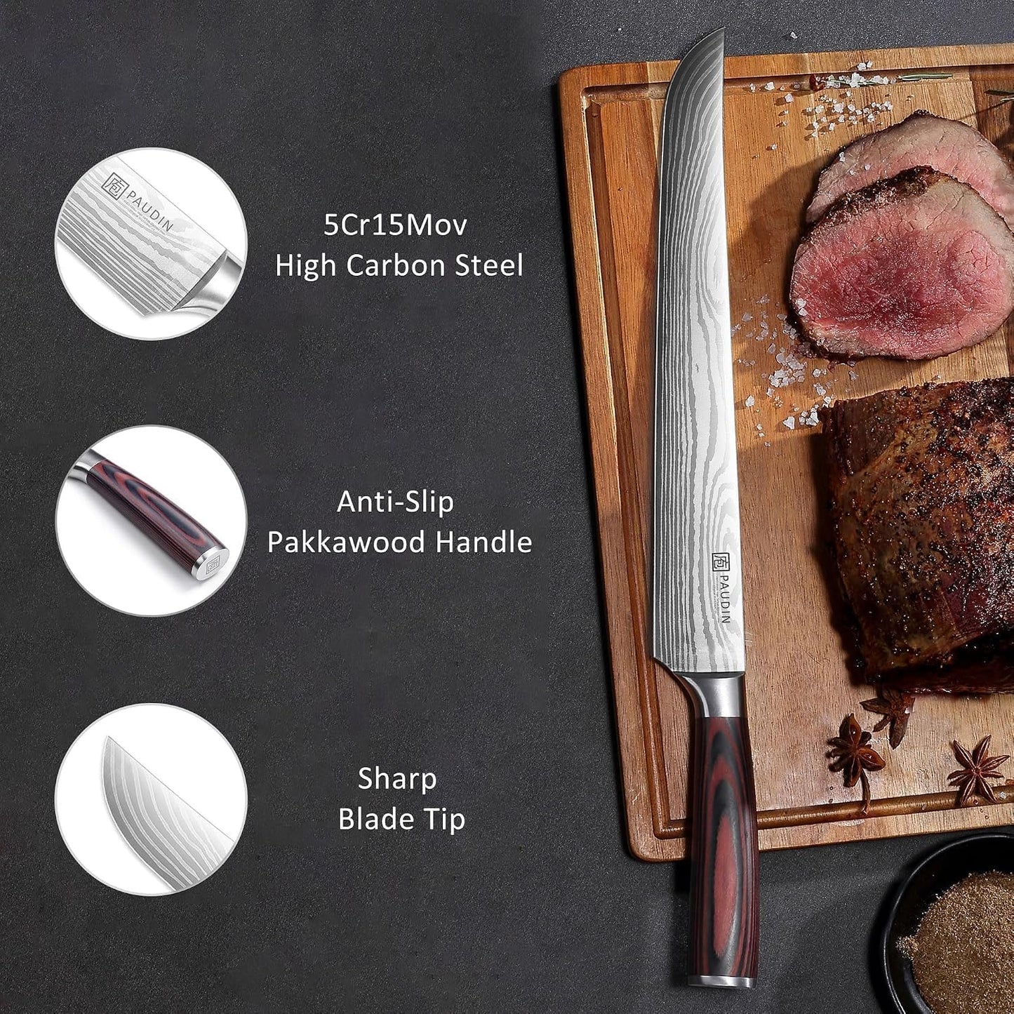 Utility Knife, 5 Inch Chef Knife, Ultra Sharp High Carbon Stainless Steel, Multipurpose Paring Knife for Fruit and Vegetable Cutting with Wooden Handle, Premium Gift Box