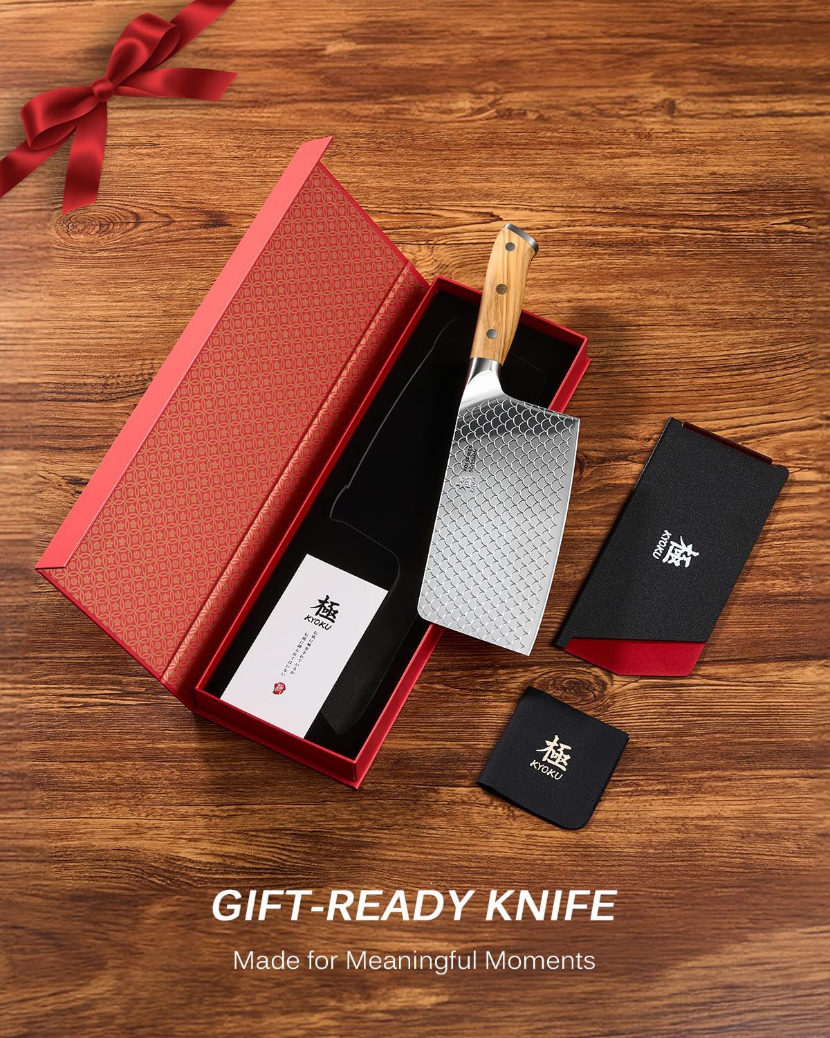 8.5 in. Kiritsuke Knife, Koi Series Japanese Kiritsuke Chef Knife with Olive Wood Handle Koi Scale Pattern, High Carbon Stainless Steel Full Tang, with Protective Sheath & Gift Box