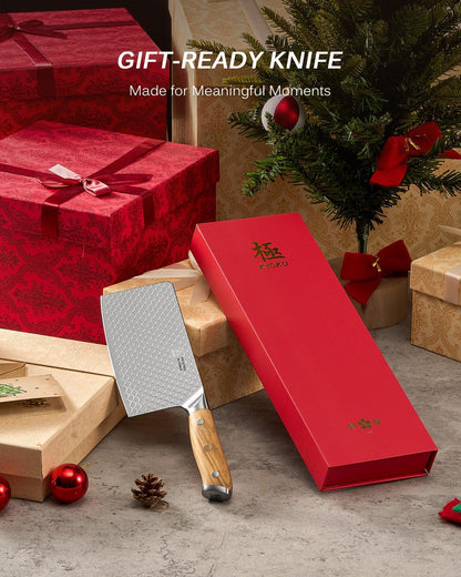 8.5 in. Kiritsuke Knife, Koi Series Japanese Kiritsuke Chef Knife with Olive Wood Handle Koi Scale Pattern, High Carbon Stainless Steel Full Tang, with Protective Sheath & Gift Box
