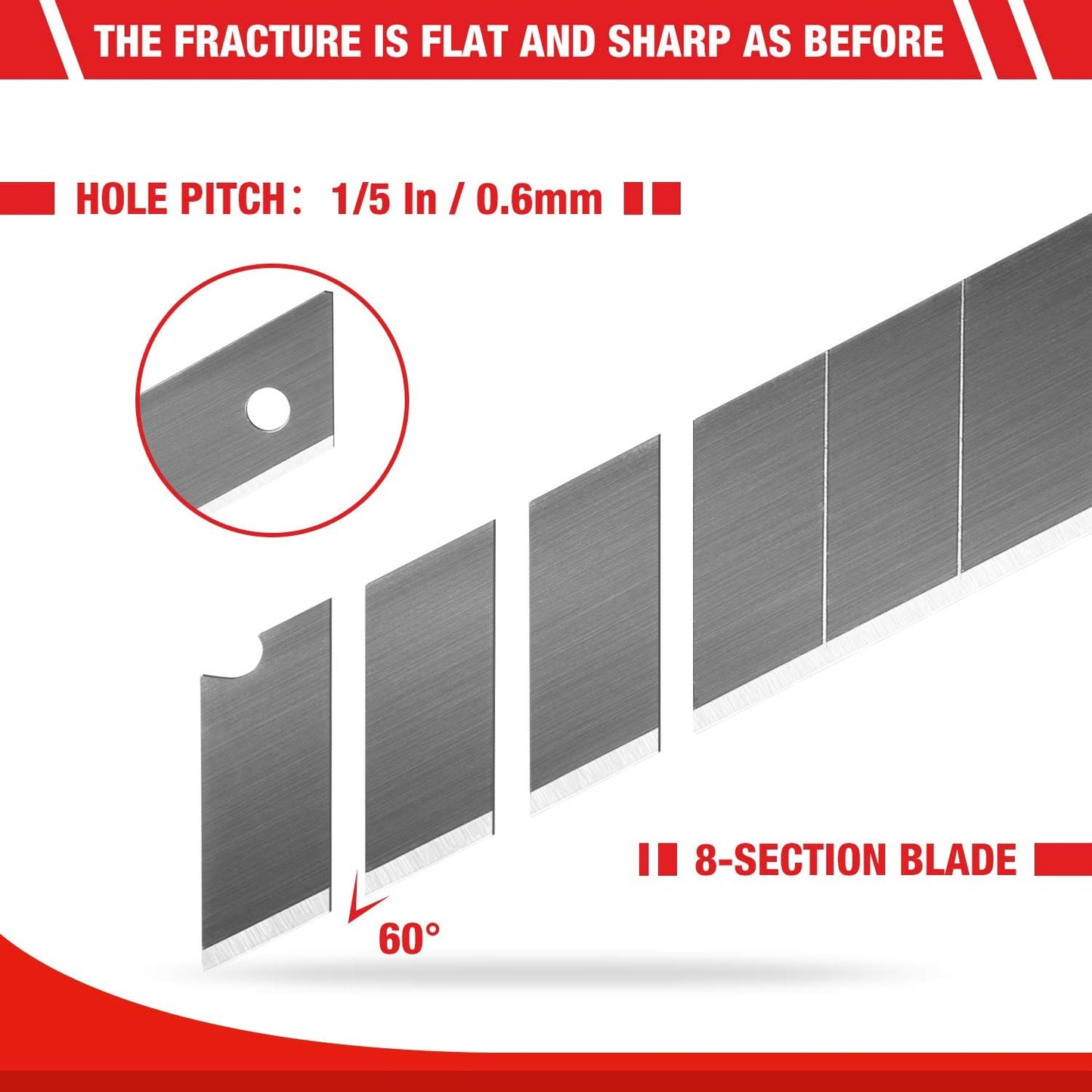 18mm Snap-off Blades, SK5 Steel Replacement Blade Fits all 18mm Utility Knife & Box Cutter, Pack of 100
