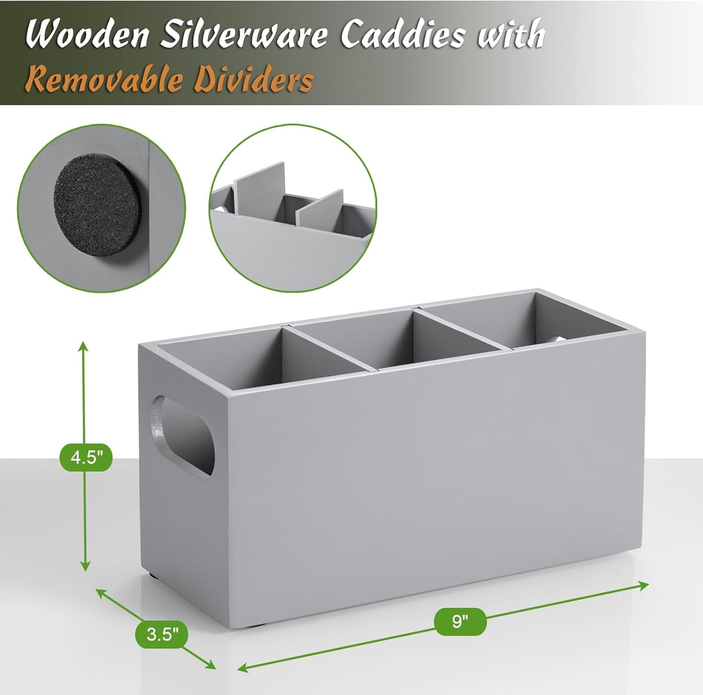 DRASTAR Silverware Holder, Acacia Wooden Utensil Caddy, Silverware Organizer Countertop, Cutlery Holder for Party, Fork Spoon Knife Organizer