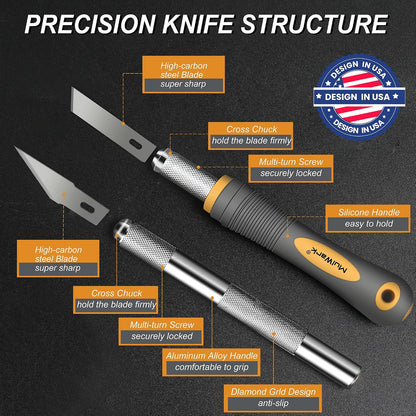 Exacto Knife Set | Craft Knife Kit | Precision Craft Hobby Kit with Razor Sharp Knives for Wood, Crafting, Leather, Scrapbooking & Modeling