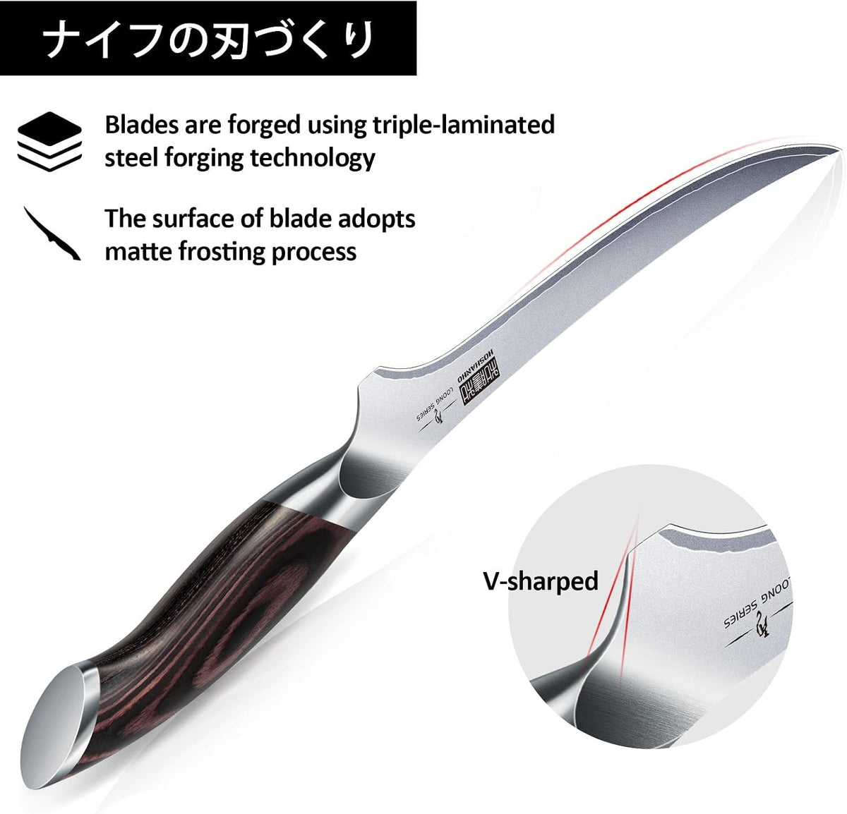 Fillet Knife 7 Inch, Super Sharp Boning Knife in High Carbon Stainless Steel, Professional Japanese Fish Knives for Meat Poultry Cutting