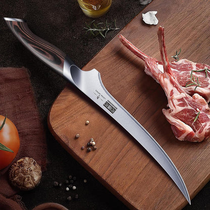 Fillet Knife 7 Inch, Super Sharp Boning Knife in High Carbon Stainless Steel, Professional Japanese Fish Knives for Meat Poultry Cutting