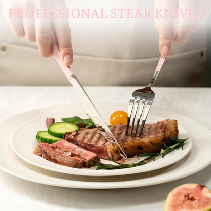 Silverware Set 48-Piece Gold Flatware Set with Steak Knives Food-Grade Stainless Steel Cutlery Set for 8 Mirror Polished Utensils Set for Home Kitchen Restaurant
