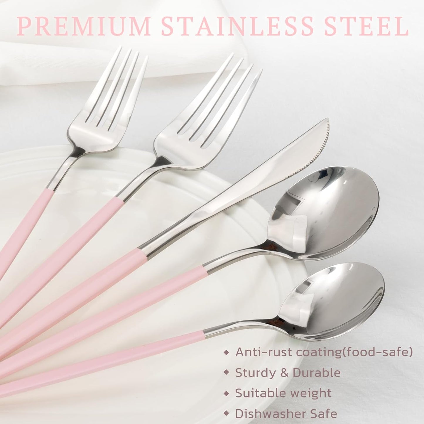 Silverware Set 48-Piece Gold Flatware Set with Steak Knives Food-Grade Stainless Steel Cutlery Set for 8 Mirror Polished Utensils Set for Home Kitchen Restaurant