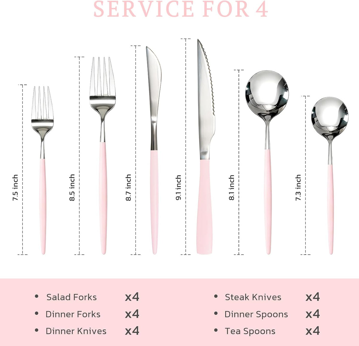 Silverware Set 48-Piece Gold Flatware Set with Steak Knives Food-Grade Stainless Steel Cutlery Set for 8 Mirror Polished Utensils Set for Home Kitchen Restaurant
