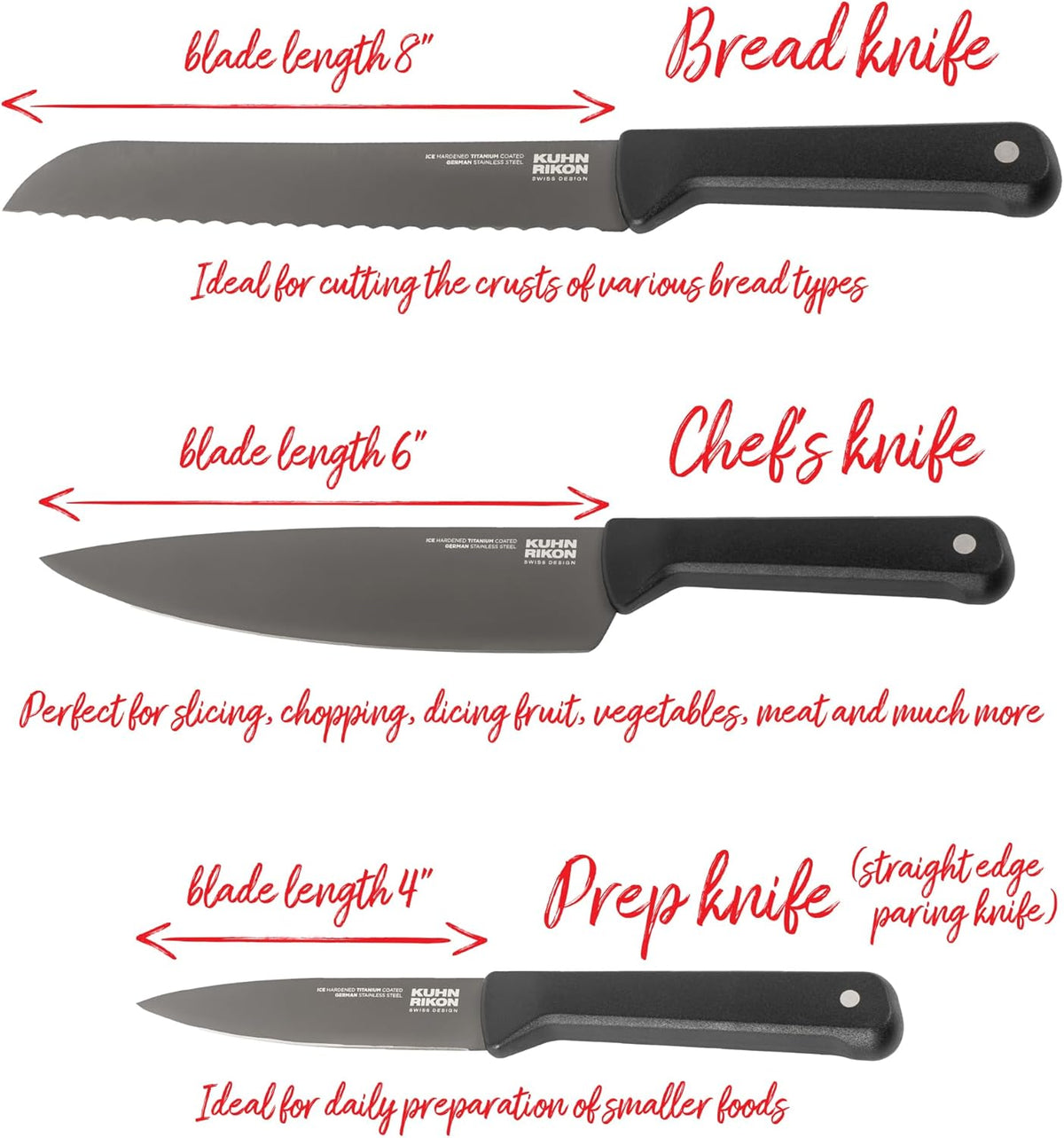 ICED Paring Knife 3.54 Inch, Ice Hardened German Stainless Steel, Razor Sharp Titanium Coated Blade, Precision Everyday Kitchen Knife