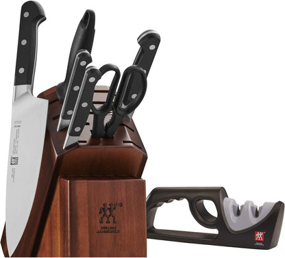 Pro 7-Piece Razor-Sharp German Knife Block Set with Bonus Sharpener, Made in Company-Owned German Factory with Special Formula Steel perfected for almost 300 Years, Dishwasher Safe