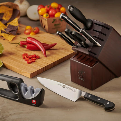 Pro 7-Piece Razor-Sharp German Knife Block Set with Bonus Sharpener, Made in Company-Owned German Factory with Special Formula Steel perfected for almost 300 Years, Dishwasher Safe