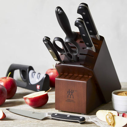 Pro 7-Piece Razor-Sharp German Knife Block Set with Bonus Sharpener, Made in Company-Owned German Factory with Special Formula Steel perfected for almost 300 Years, Dishwasher Safe