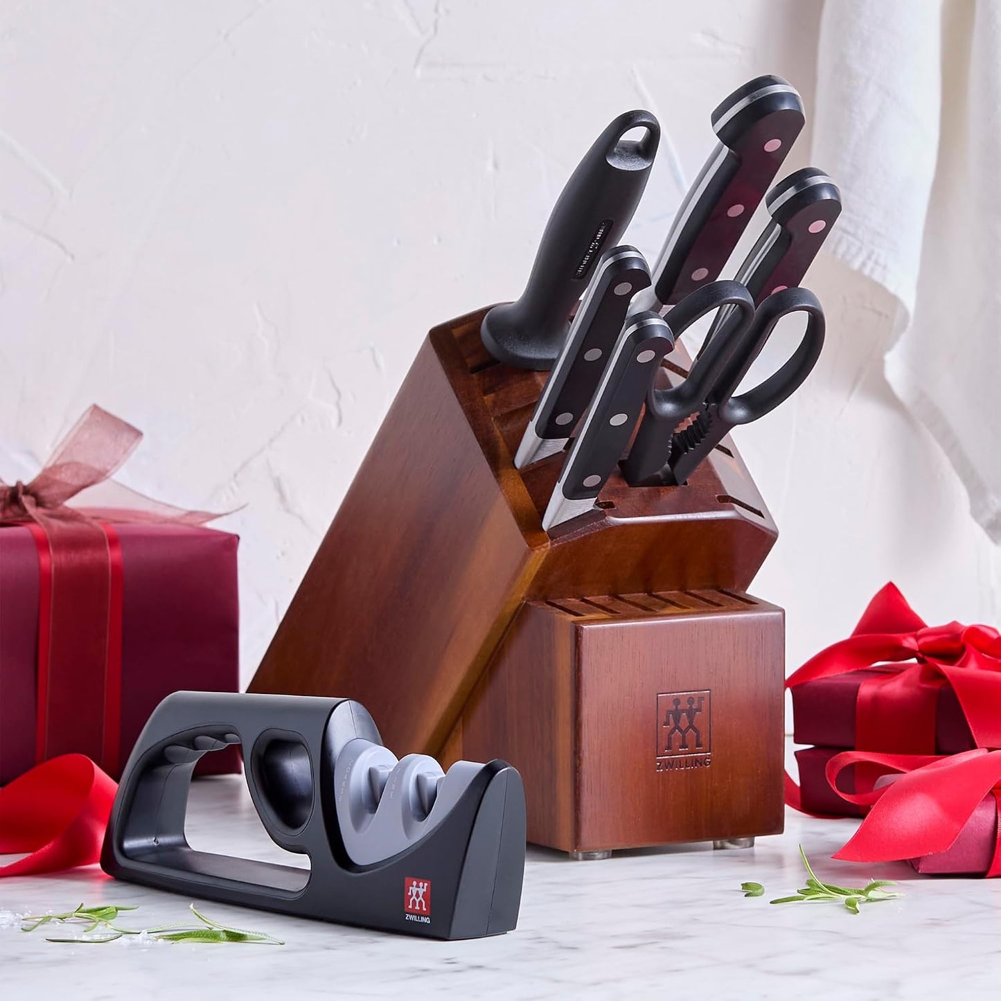 Pro 7-Piece Razor-Sharp German Knife Block Set with Bonus Sharpener, Made in Company-Owned German Factory with Special Formula Steel perfected for almost 300 Years, Dishwasher Safe