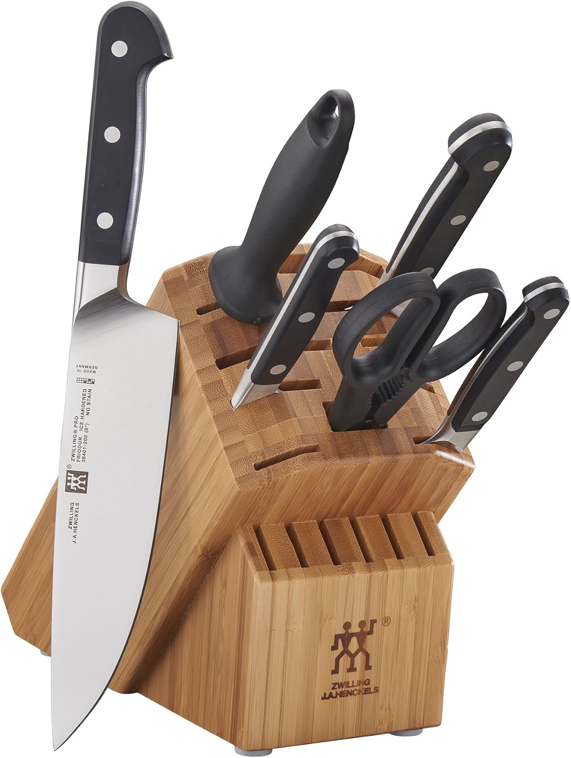 Pro 7-Piece Razor-Sharp German Knife Block Set with Bonus Sharpener, Made in Company-Owned German Factory with Special Formula Steel perfected for almost 300 Years, Dishwasher Safe