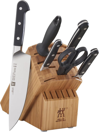 Pro 7-Piece Razor-Sharp German Knife Block Set with Bonus Sharpener, Made in Company-Owned German Factory with Special Formula Steel perfected for almost 300 Years, Dishwasher Safe