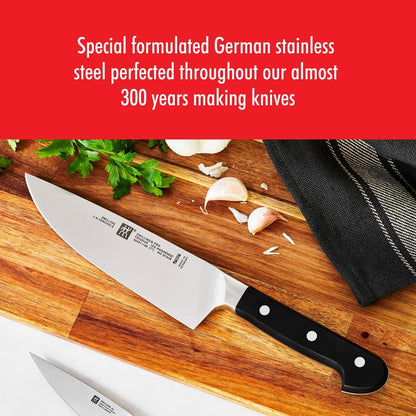 Pro 7-Piece Razor-Sharp German Knife Block Set with Bonus Sharpener, Made in Company-Owned German Factory with Special Formula Steel perfected for almost 300 Years, Dishwasher Safe