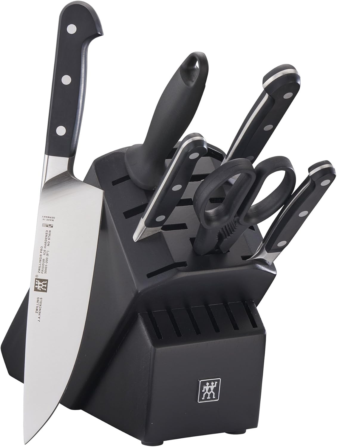 Pro 7-Piece Razor-Sharp German Knife Block Set with Bonus Sharpener, Made in Company-Owned German Factory with Special Formula Steel perfected for almost 300 Years, Dishwasher Safe