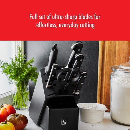 Pro 7-Piece Razor-Sharp German Knife Block Set with Bonus Sharpener, Made in Company-Owned German Factory with Special Formula Steel perfected for almost 300 Years, Dishwasher Safe