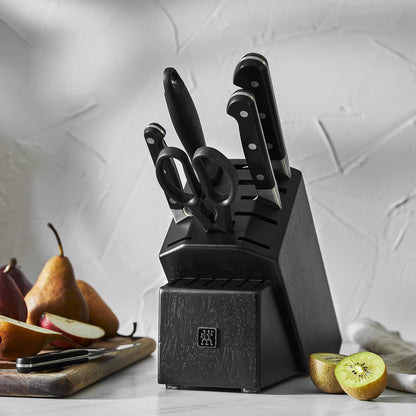 Pro 7-Piece Razor-Sharp German Knife Block Set with Bonus Sharpener, Made in Company-Owned German Factory with Special Formula Steel perfected for almost 300 Years, Dishwasher Safe
