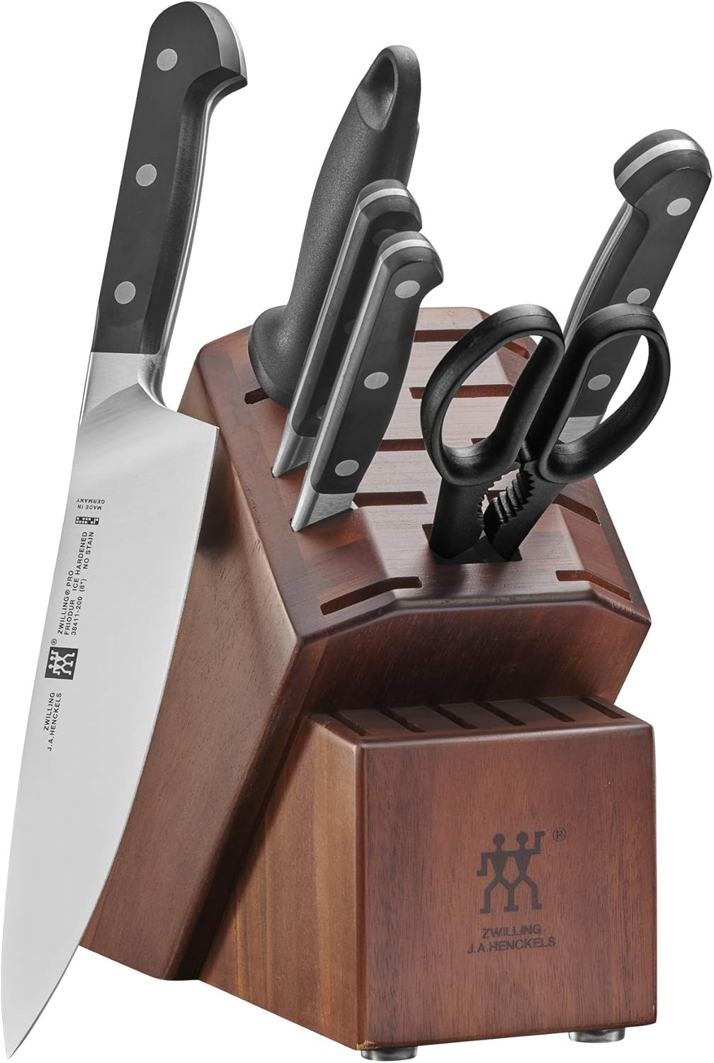 Pro 7-Piece Razor-Sharp German Knife Block Set with Bonus Sharpener, Made in Company-Owned German Factory with Special Formula Steel perfected for almost 300 Years, Dishwasher Safe