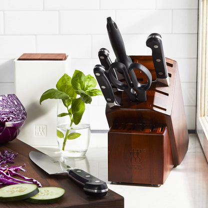 Pro 7-Piece Razor-Sharp German Knife Block Set with Bonus Sharpener, Made in Company-Owned German Factory with Special Formula Steel perfected for almost 300 Years, Dishwasher Safe