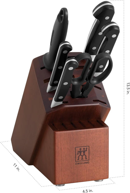 Pro 7-Piece Razor-Sharp German Knife Block Set with Bonus Sharpener, Made in Company-Owned German Factory with Special Formula Steel perfected for almost 300 Years, Dishwasher Safe