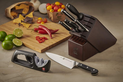 Pro 7-Piece Razor-Sharp German Knife Block Set with Bonus Sharpener, Made in Company-Owned German Factory with Special Formula Steel perfected for almost 300 Years, Dishwasher Safe
