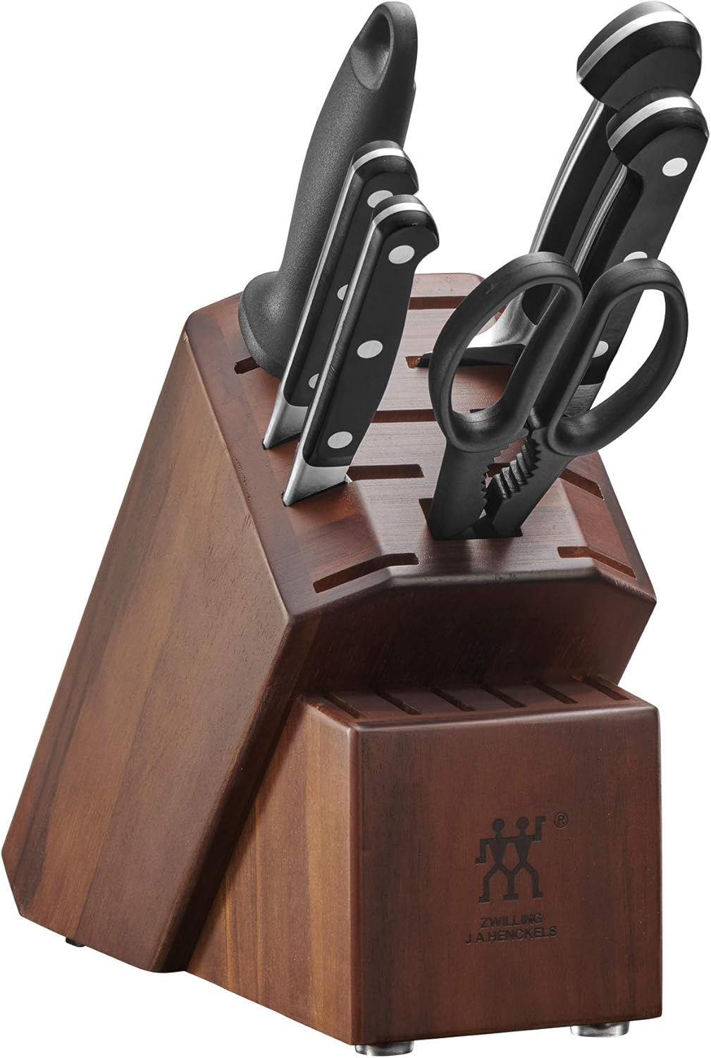Pro 7-Piece Razor-Sharp German Knife Block Set with Bonus Sharpener, Made in Company-Owned German Factory with Special Formula Steel perfected for almost 300 Years, Dishwasher Safe