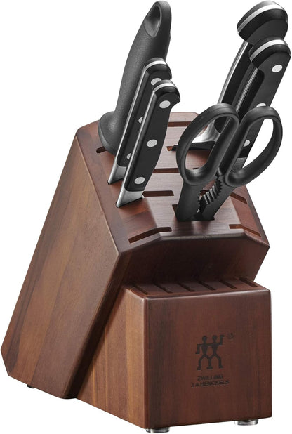 Pro 7-Piece Razor-Sharp German Knife Block Set with Bonus Sharpener, Made in Company-Owned German Factory with Special Formula Steel perfected for almost 300 Years, Dishwasher Safe
