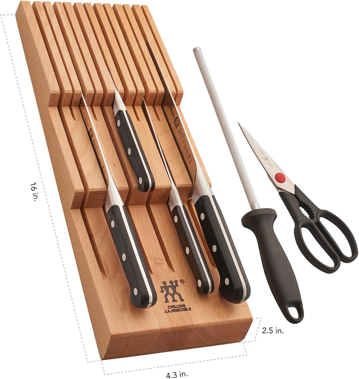 Pro 7-Piece Razor-Sharp German Knife Block Set with Bonus Sharpener, Made in Company-Owned German Factory with Special Formula Steel perfected for almost 300 Years, Dishwasher Safe