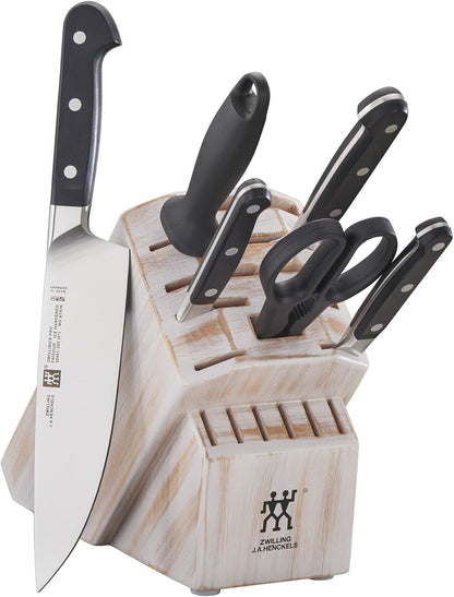 Pro 7-Piece Razor-Sharp German Knife Block Set with Bonus Sharpener, Made in Company-Owned German Factory with Special Formula Steel perfected for almost 300 Years, Dishwasher Safe