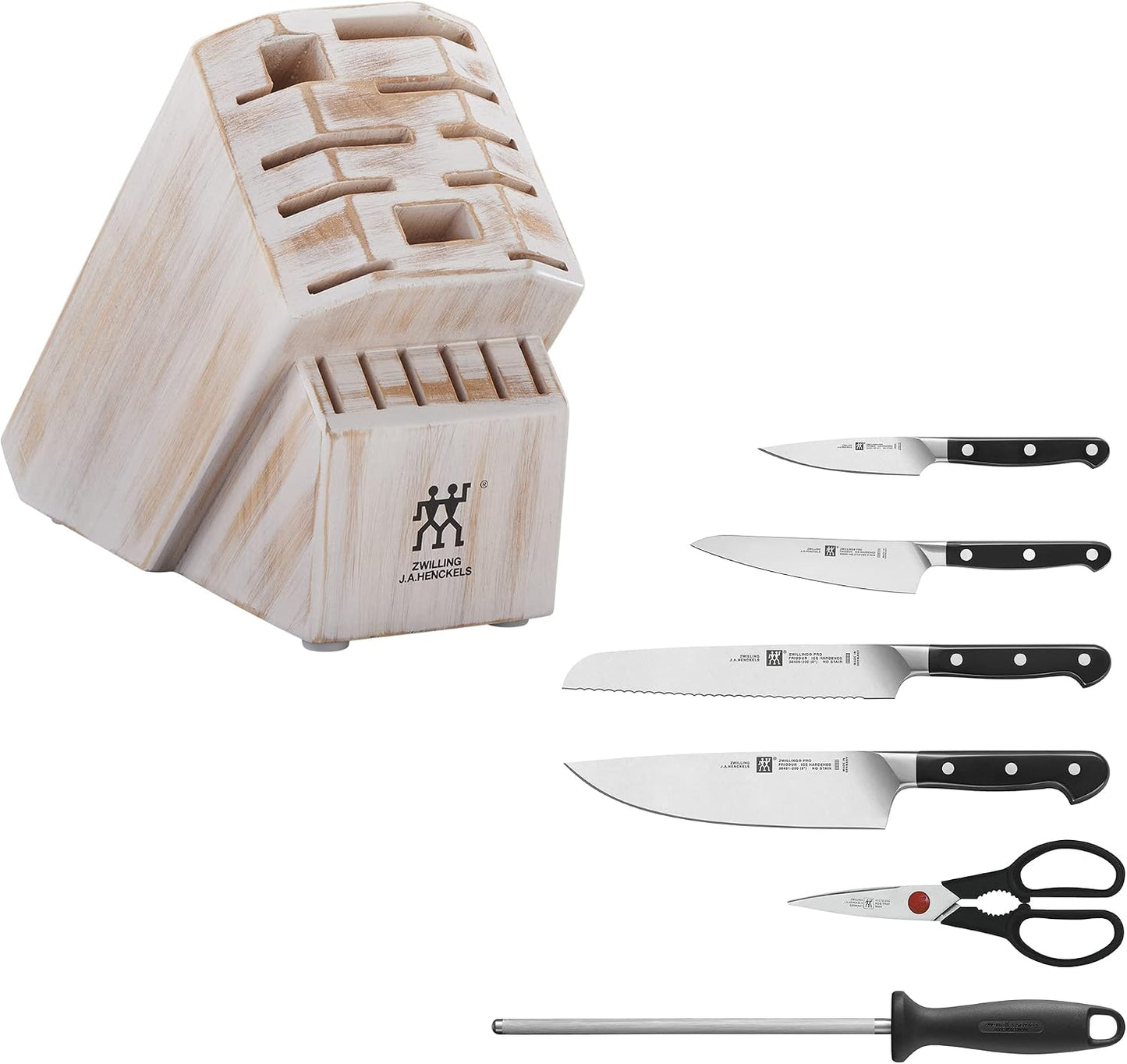 Pro 7-Piece Razor-Sharp German Knife Block Set with Bonus Sharpener, Made in Company-Owned German Factory with Special Formula Steel perfected for almost 300 Years, Dishwasher Safe