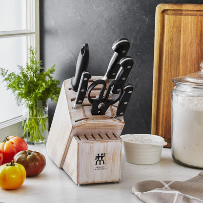 Pro 7-Piece Razor-Sharp German Knife Block Set with Bonus Sharpener, Made in Company-Owned German Factory with Special Formula Steel perfected for almost 300 Years, Dishwasher Safe