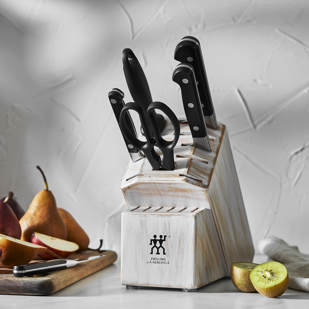 Pro 7-Piece Razor-Sharp German Knife Block Set with Bonus Sharpener, Made in Company-Owned German Factory with Special Formula Steel perfected for almost 300 Years, Dishwasher Safe