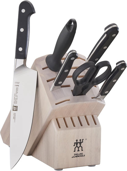 Pro 7-Piece Razor-Sharp German Knife Block Set with Bonus Sharpener, Made in Company-Owned German Factory with Special Formula Steel perfected for almost 300 Years, Dishwasher Safe