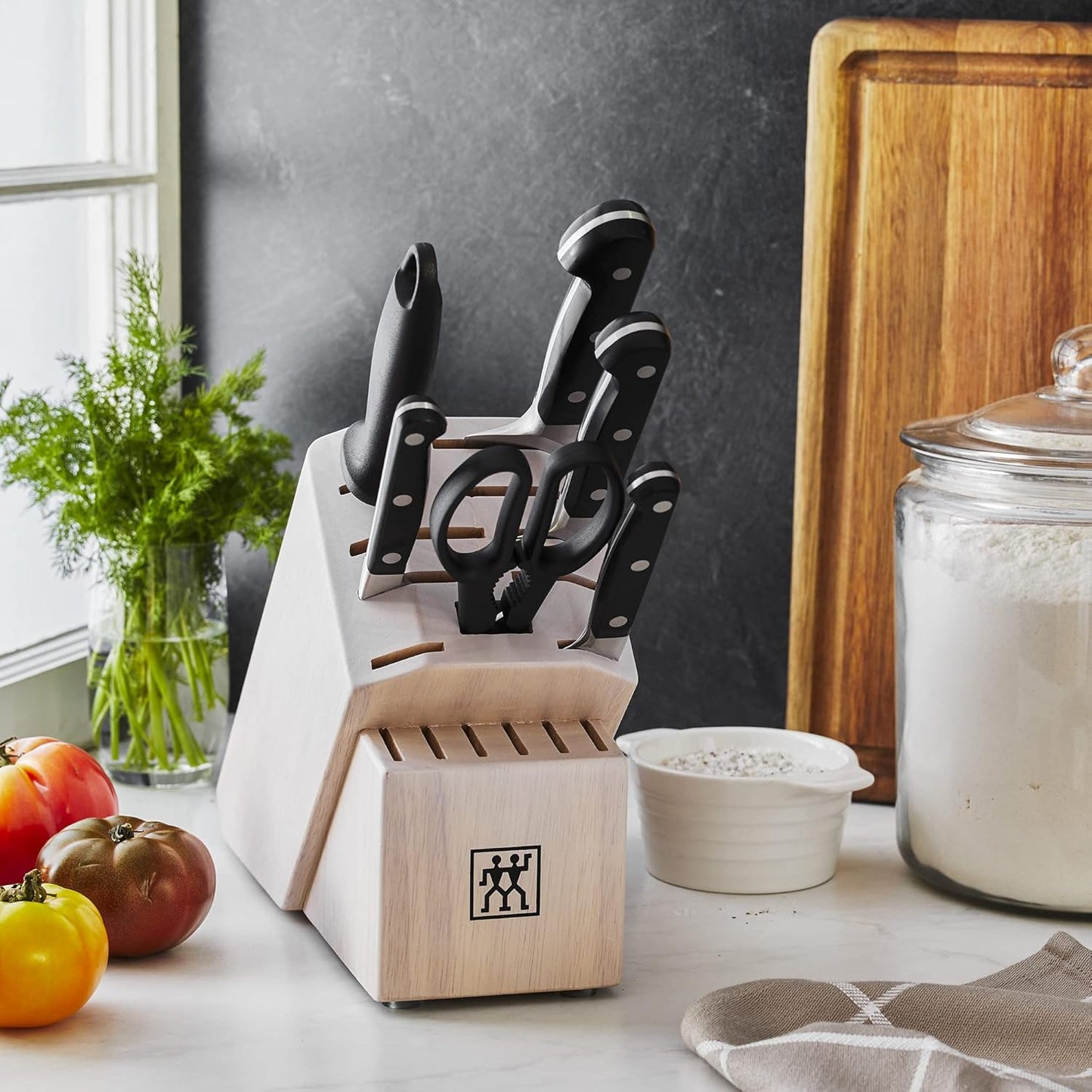 Pro 7-Piece Razor-Sharp German Knife Block Set with Bonus Sharpener, Made in Company-Owned German Factory with Special Formula Steel perfected for almost 300 Years, Dishwasher Safe