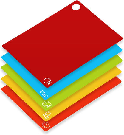 7 Pieces Flexible Cutting Boards, BPA Free Plastic Cutting Boards for Kitchen, Non Slip Cutting Mat for Meat and Vegetables