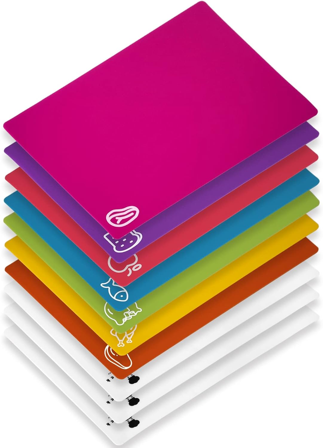 7 Pieces Flexible Cutting Boards, BPA Free Plastic Cutting Boards for Kitchen, Non Slip Cutting Mat for Meat and Vegetables