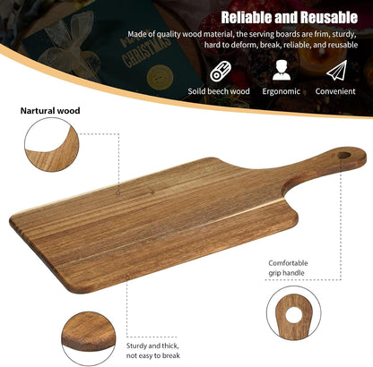 6 Pcs Cutting Board Bulk Kitchen Thicken Chopping Platter with Handles Wooden Charcuterie Serving Trays Blank Wood Boards for Engraving Wedding Housewarming(Acacia Wood,11 x 5 Inch)