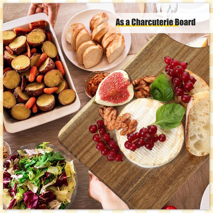 6 Pcs Cutting Board Bulk Kitchen Thicken Chopping Platter with Handles Wooden Charcuterie Serving Trays Blank Wood Boards for Engraving Wedding Housewarming(Acacia Wood,11 x 5 Inch)