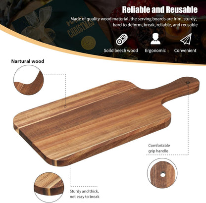 6 Pcs Cutting Board Bulk Kitchen Thicken Chopping Platter with Handles Wooden Charcuterie Serving Trays Blank Wood Boards for Engraving Wedding Housewarming(Acacia Wood,11 x 5 Inch)