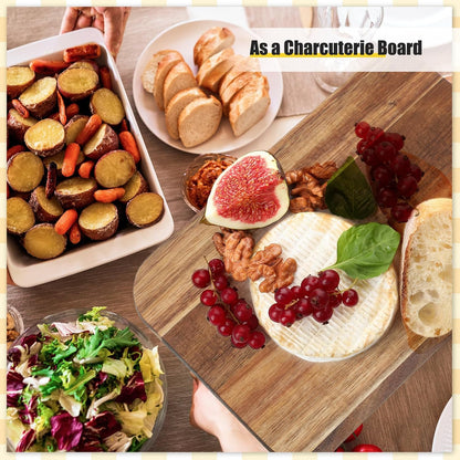 6 Pcs Cutting Board Bulk Kitchen Thicken Chopping Platter with Handles Wooden Charcuterie Serving Trays Blank Wood Boards for Engraving Wedding Housewarming(Acacia Wood,11 x 5 Inch)
